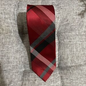 Kenneth Cole Reaction Red and Black Plaid Tie